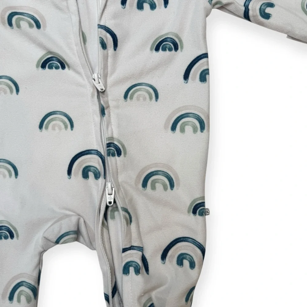 Caden Lane Newborn White and Blue‎ Footies One Piece